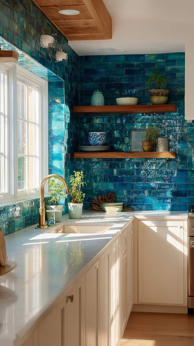 Ocean Blue Kitchen Backsplash - Image 2