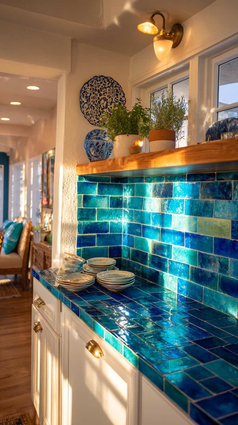 Ocean Blue Kitchen Backsplash - Image 3