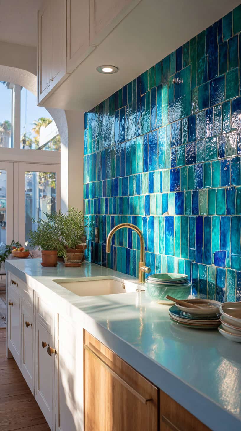 Ocean Blue Kitchen Backsplash - Image 4