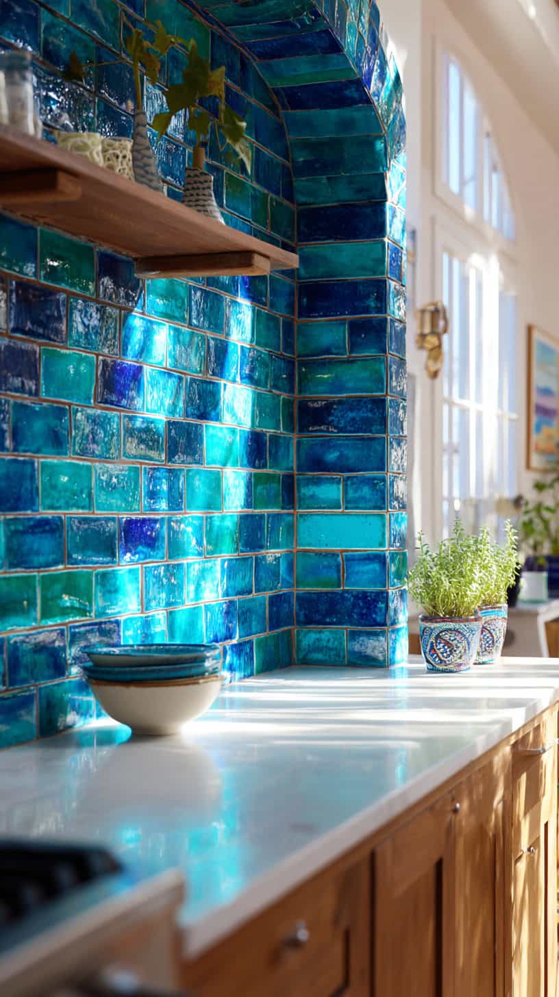 Ocean Blue Kitchen Backsplash - Image 1