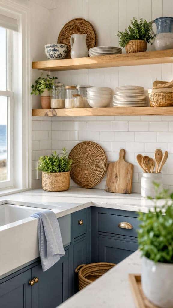 Choose Open Shelving Over Upper Cabinets