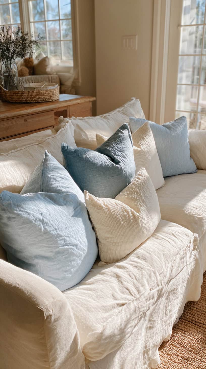 Soft Blue Throw Pillows