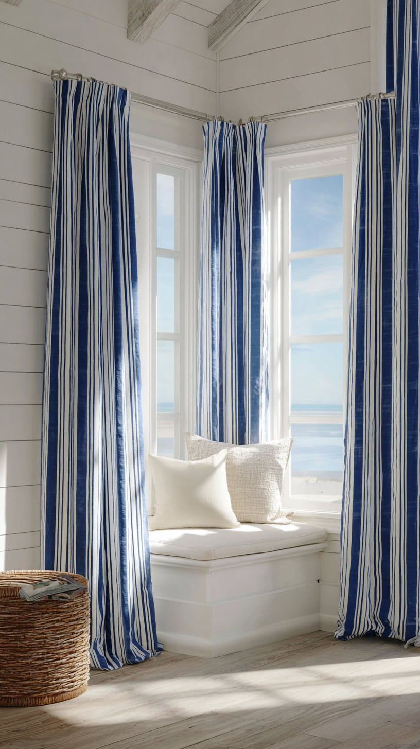 Striped Cotton Curtains - Image 1
