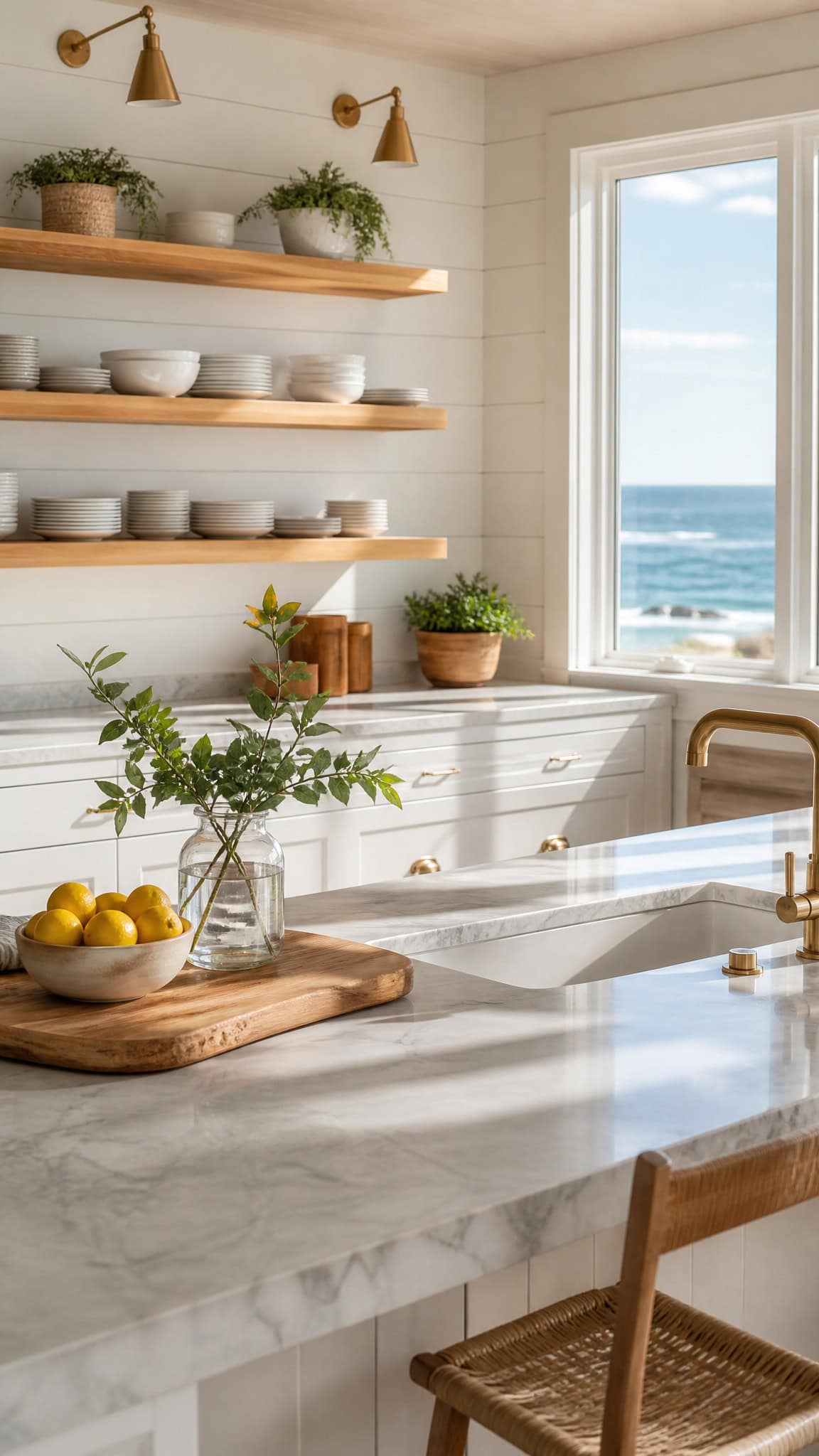 White Shiplap Walls With Natural Wood Accents