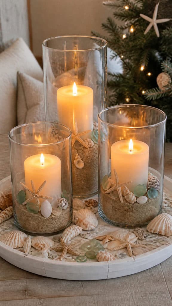 Beachy Candle Holders with Shell Accents