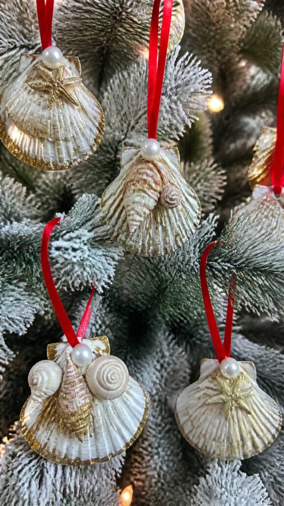 Seashell Christmas Ornaments That Sparkle and Shine