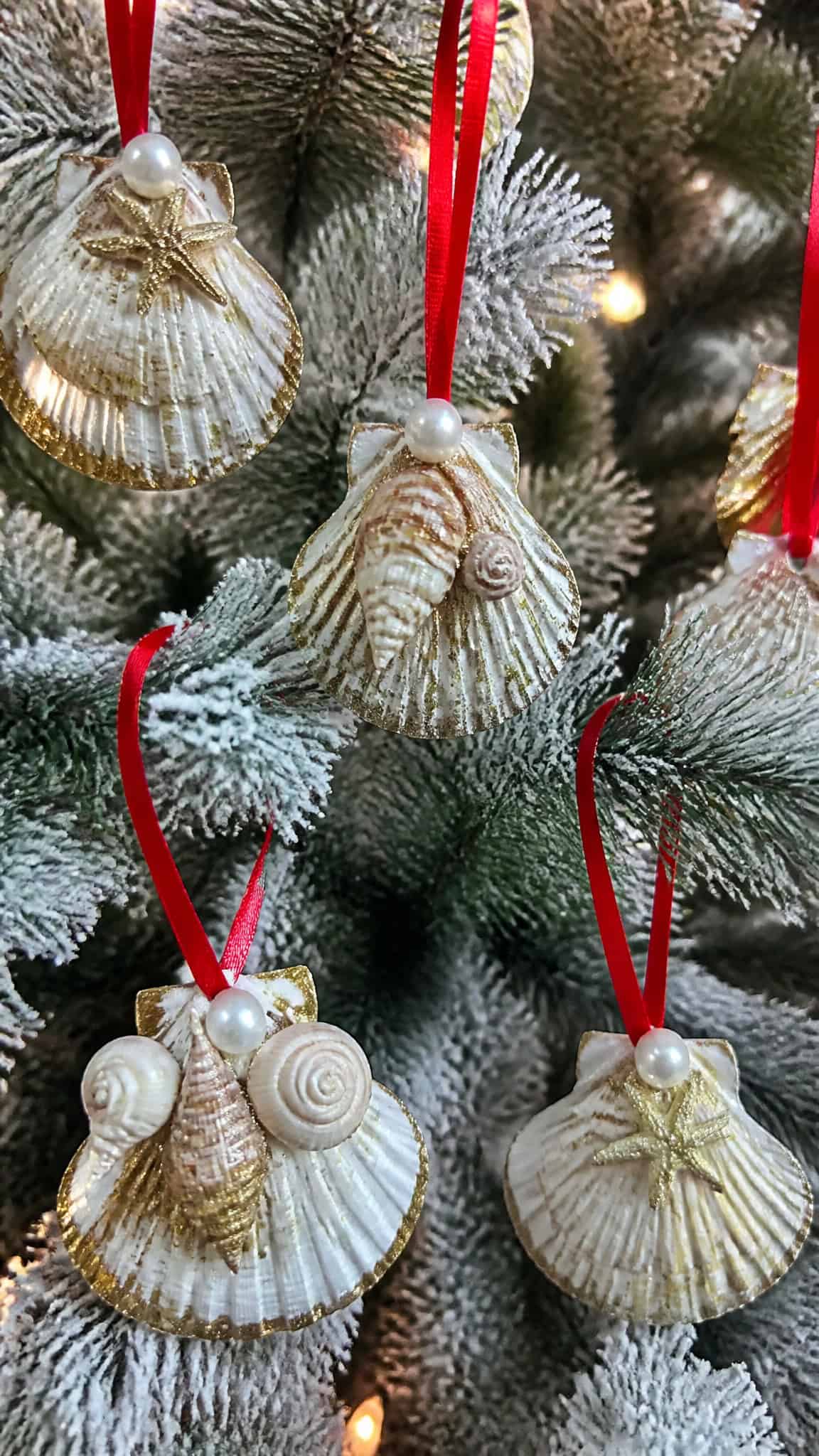 Seashell Christmas Ornaments That Sparkle and Shine