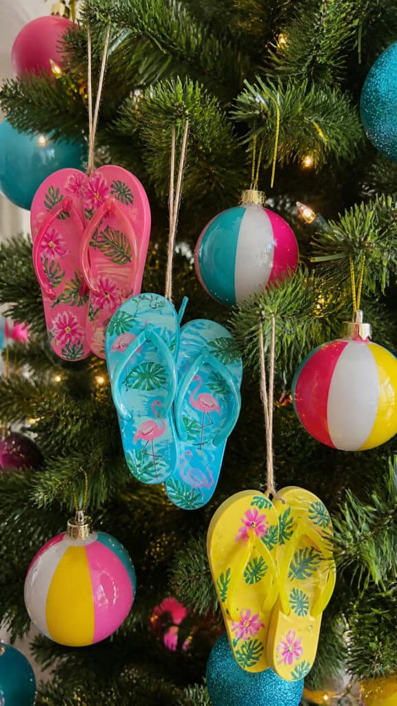 Flip Flop and Beach Ball Ornaments for Playful Vibes