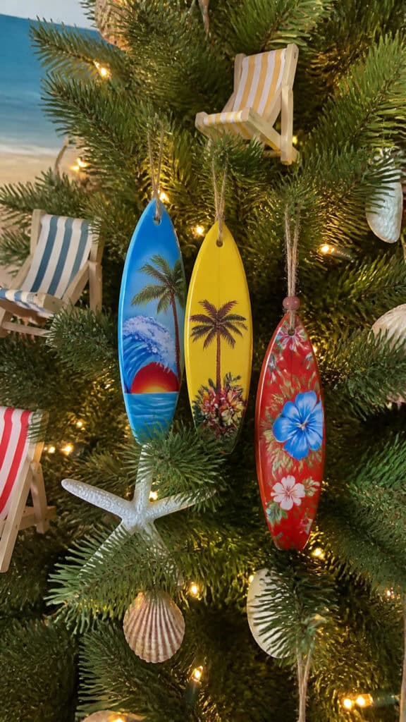 Surfboard and Beach Chair Miniature Ornaments