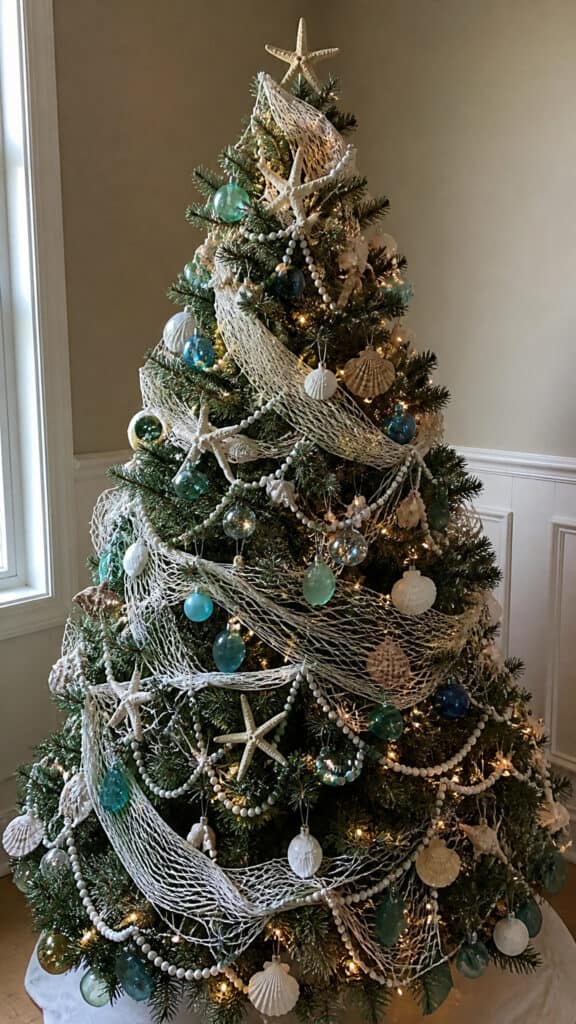 Coastal Garland with Netting and Sea Glass