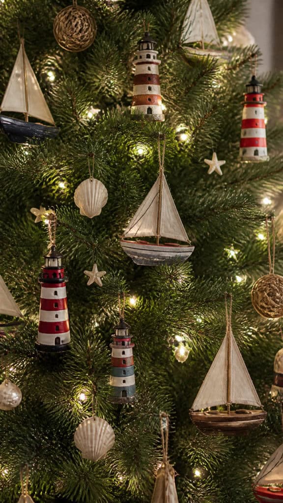 Lighthouse and Sailboat Miniature Ornaments