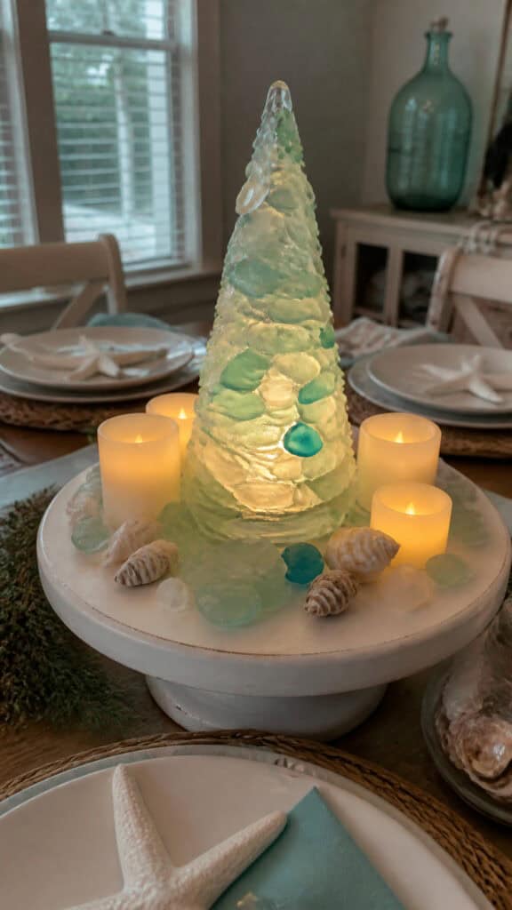 Beach Glass Christmas Tree Centerpiece Ideas