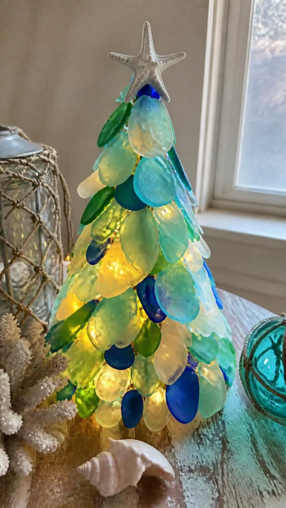 Creating a Tabletop Beach Glass Christmas Tree