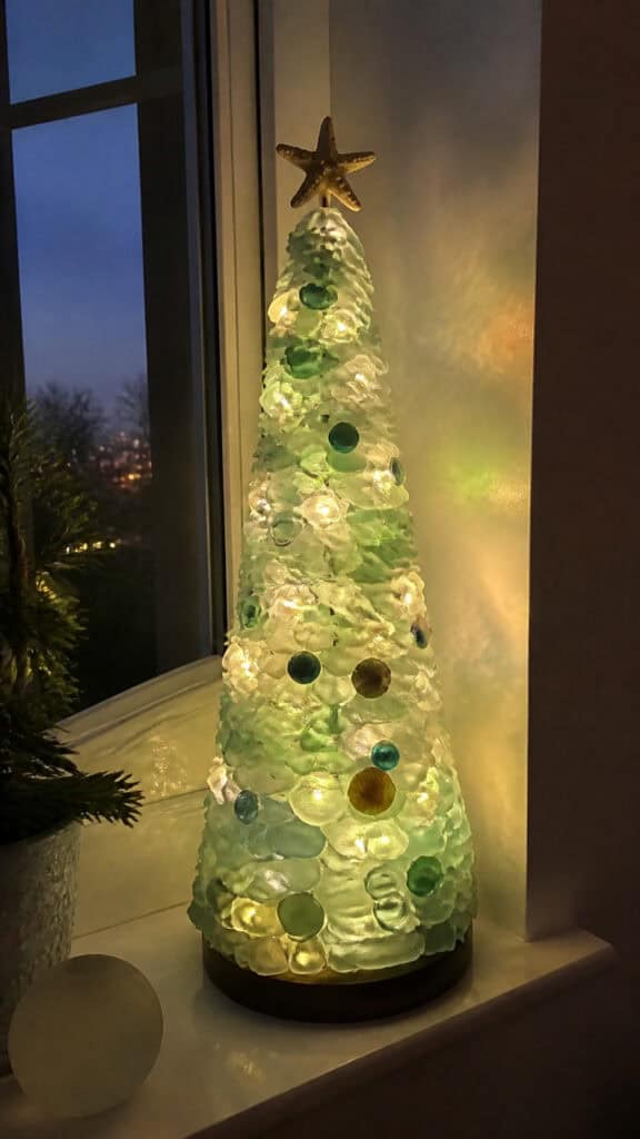 Illuminated Beach Glass Tree Display Ideas