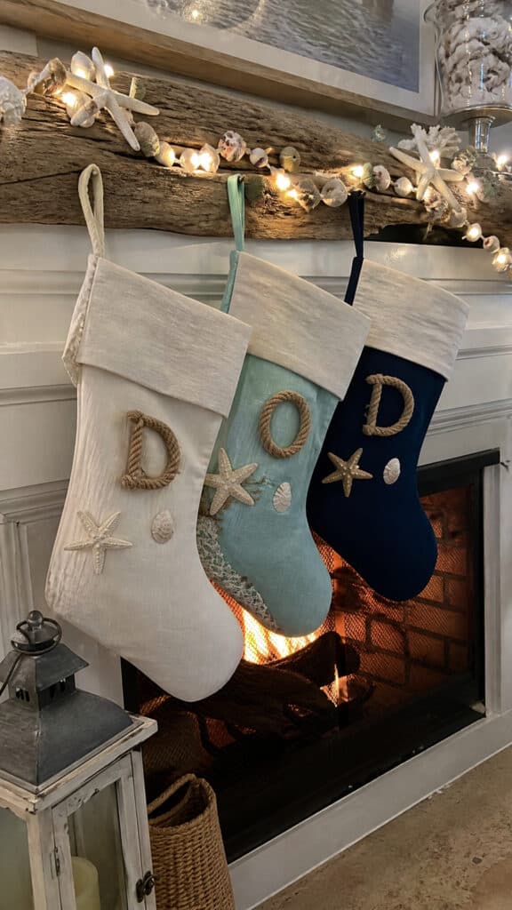 Coastal Christmas Stocking Display