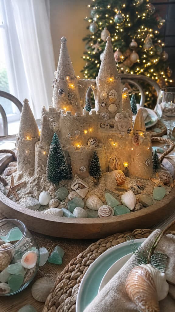 Sandcastle Centerpiece with Holiday Flair