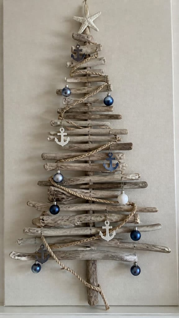 Beach Wood Twig Tree with Nautical Accents