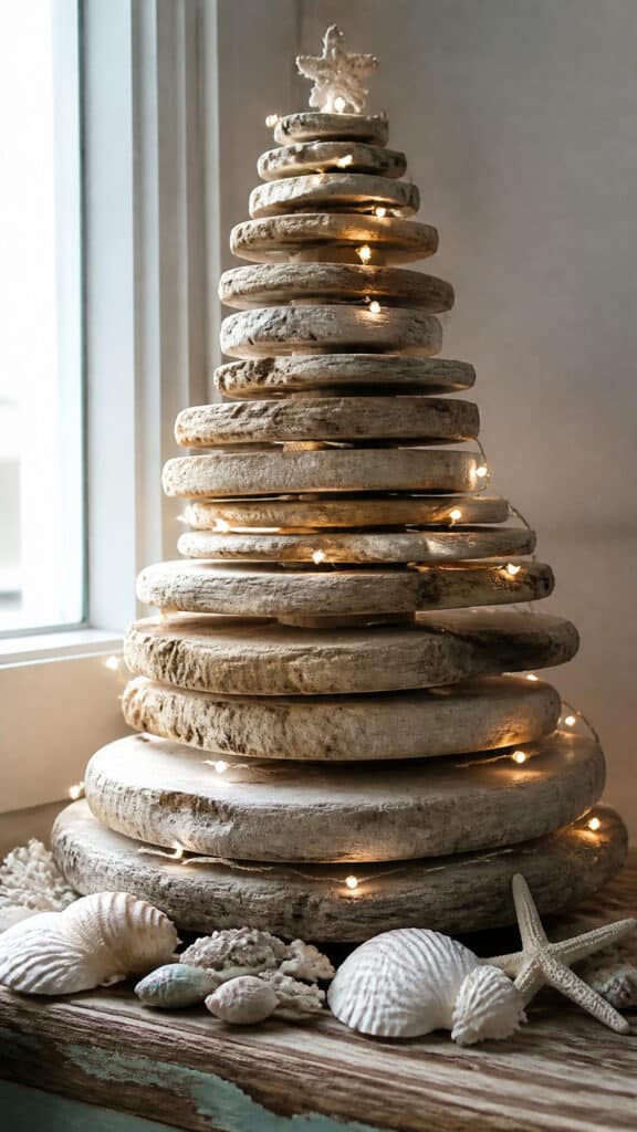 Stacked Driftwood Slice Tree