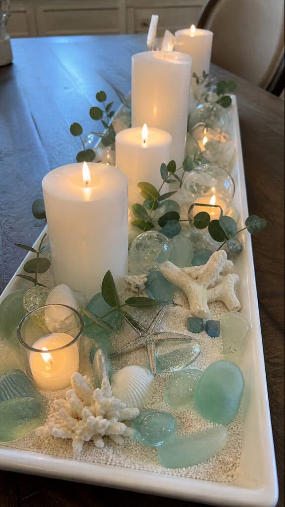 Beach Glass and Candlelight Coastal Elegance