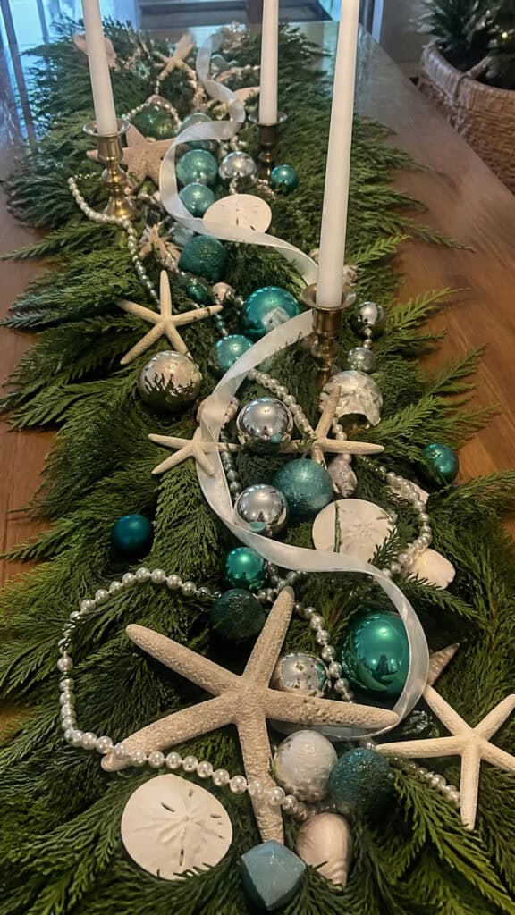Seashell and Ornament Garland Centerpiece