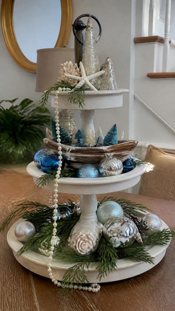 Tiered Tray Coastal Christmas Display