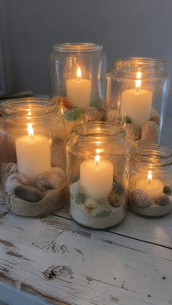 Beach Glass Candle Holders