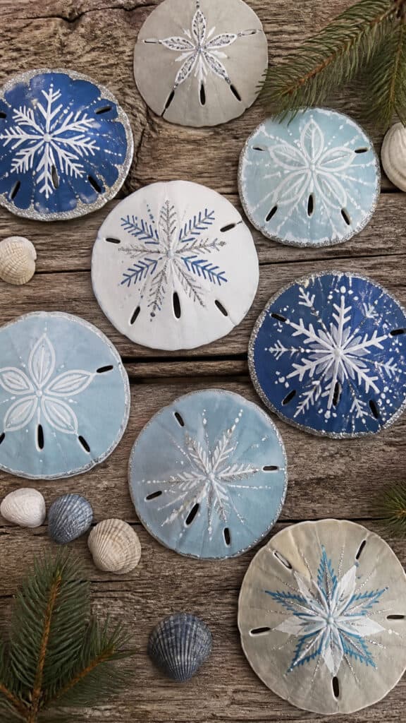 Painted Sand Dollar Christmas Decor