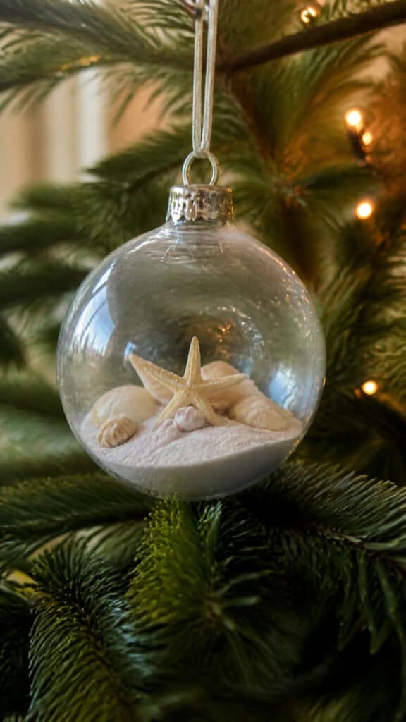 Glass Ball Ornaments Filled with Sand and Shells