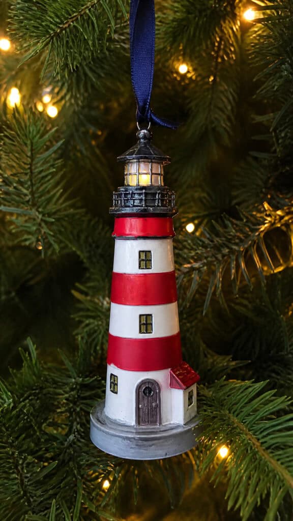 Lighthouse and Sailboat Ornaments