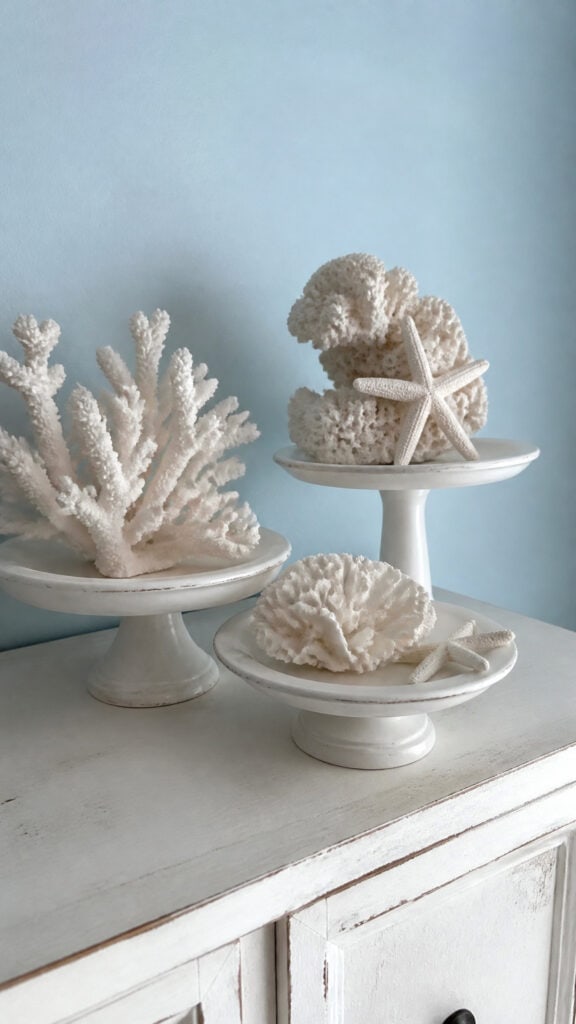 Coral and Starfish Arrangements on Cake Stands