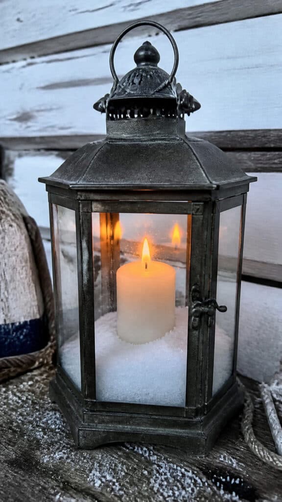 Nautical Lanterns with Pillar Candles and Epsom Salt