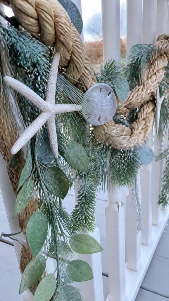 Nautical Rope Garland with Frosted Greenery