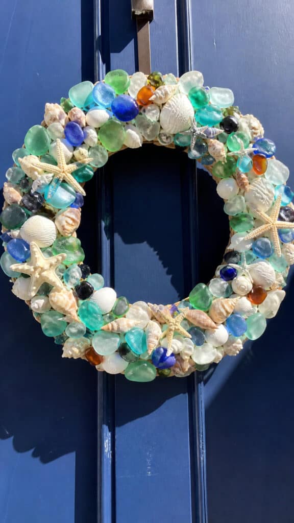 Colorful Beach Glass and Shell Wreath