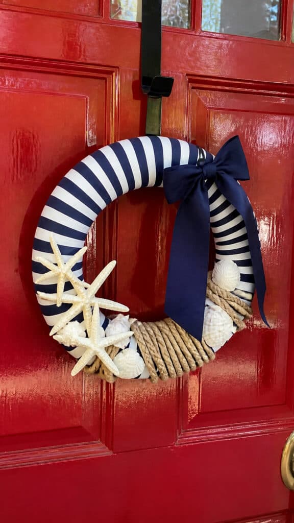 Nautical Blue and White Striped Wreath