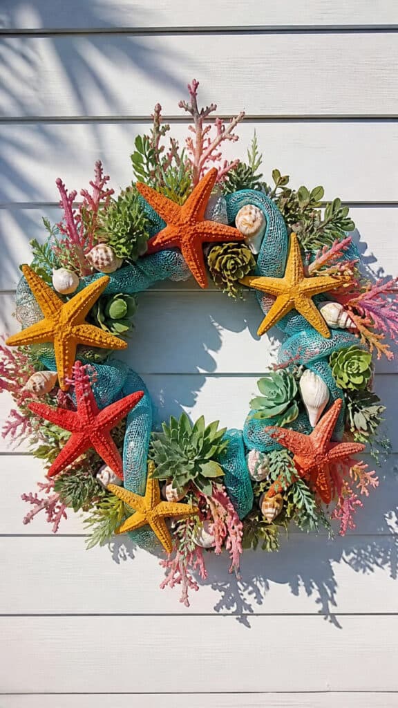 Tropical Starfish and Coral Wreath