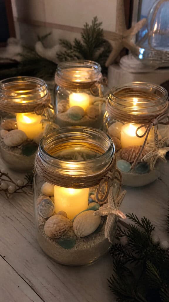 Coastal Christmas Mason Jar Luminaries