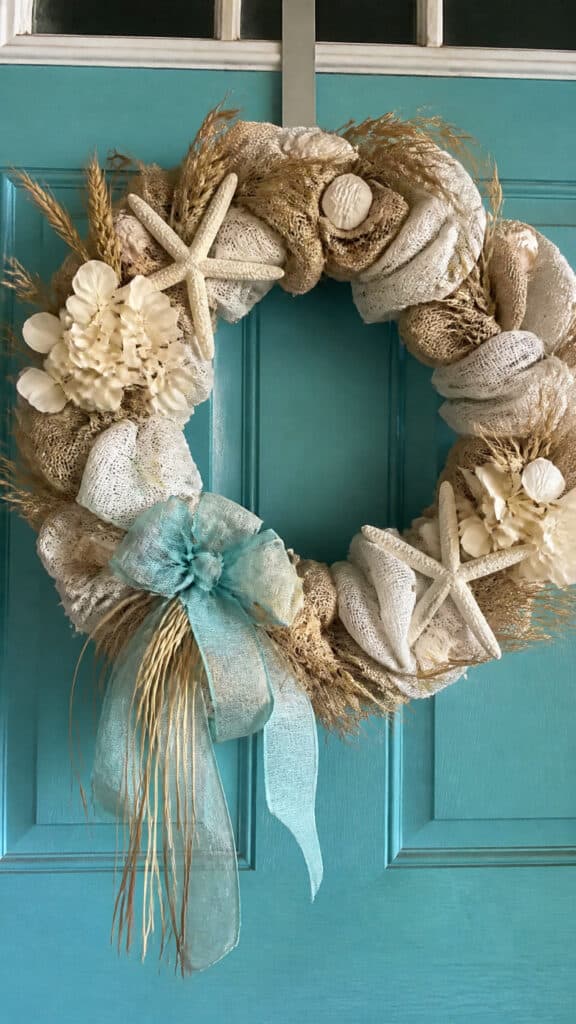 Beachy Burlap and Starfish Wreath