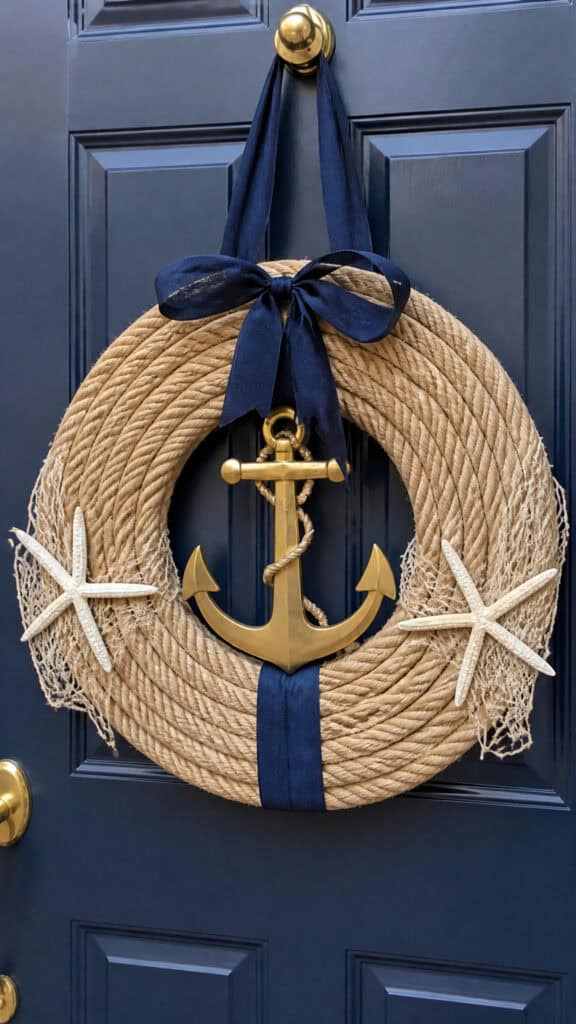 Rope-Wrapped Wreath with Nautical Accents