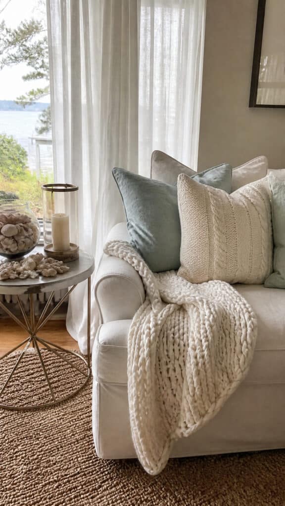 Cozy Coastal Christmas Textiles and Soft Touches