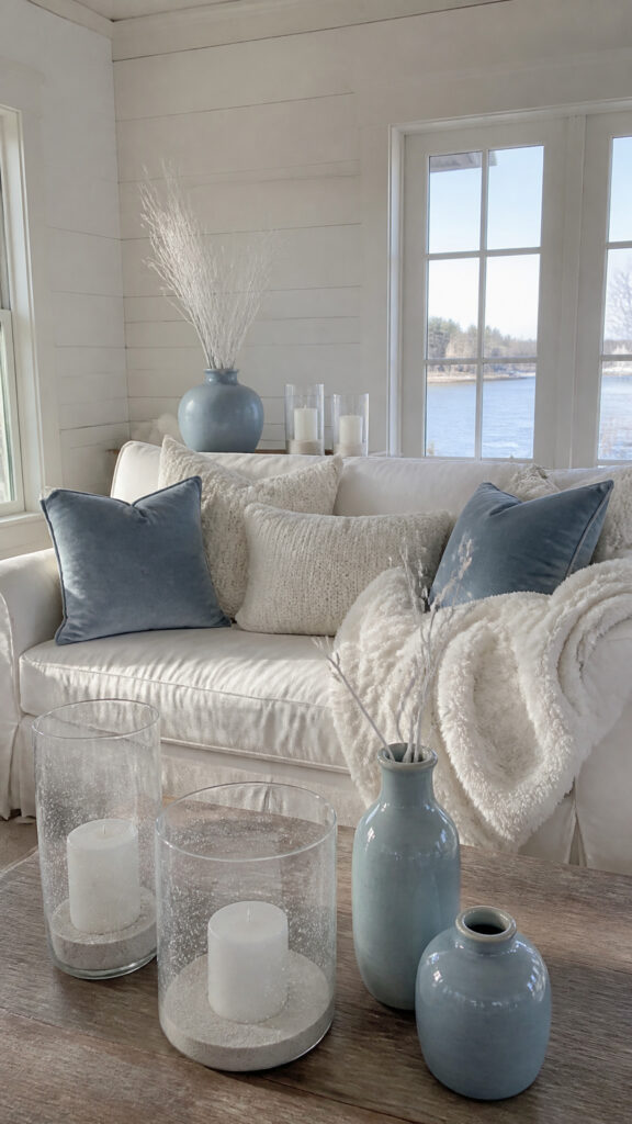 Icy Blue and White Color Palette Throughout