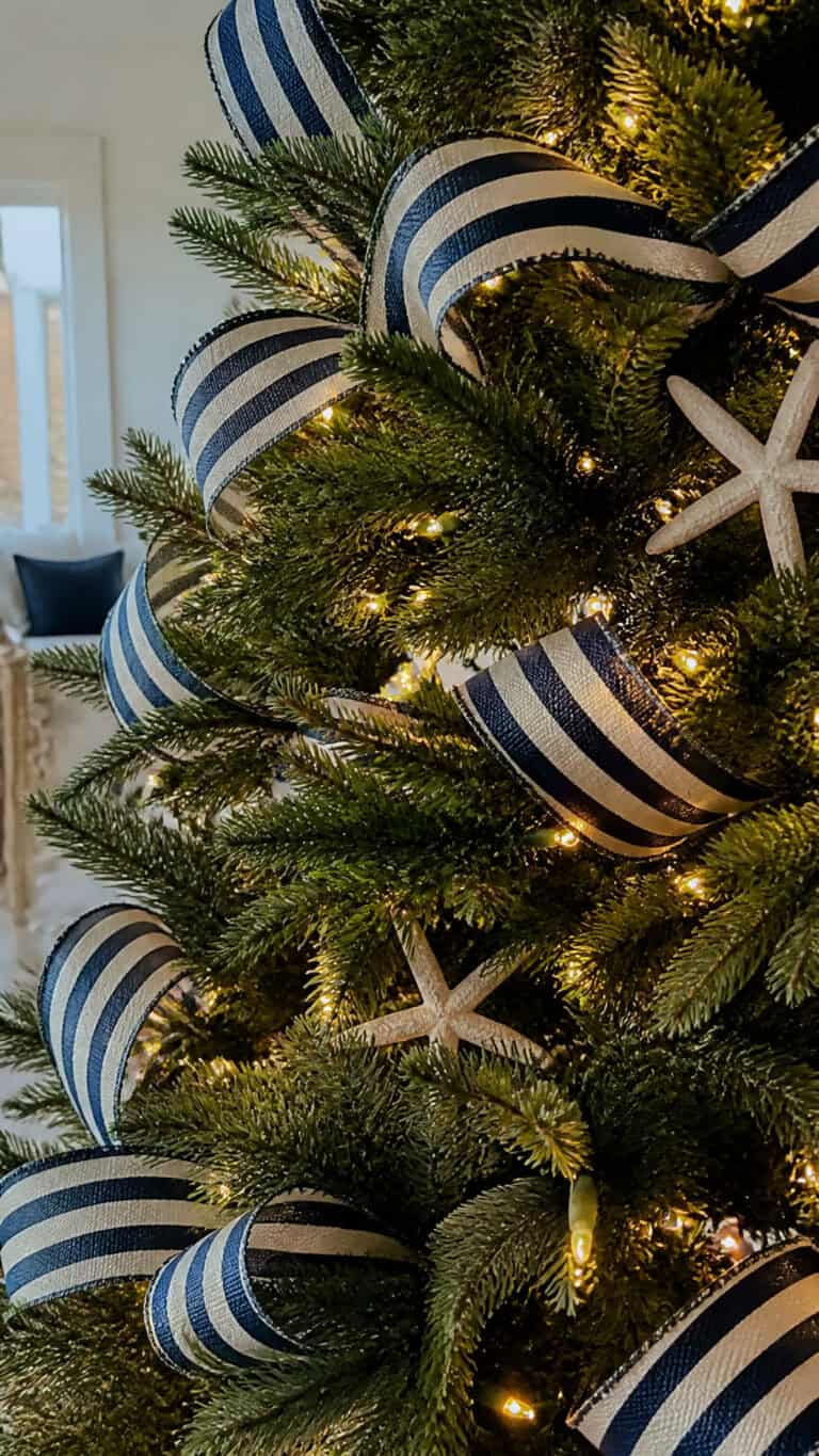 Classic Navy and White Striped Ribbon