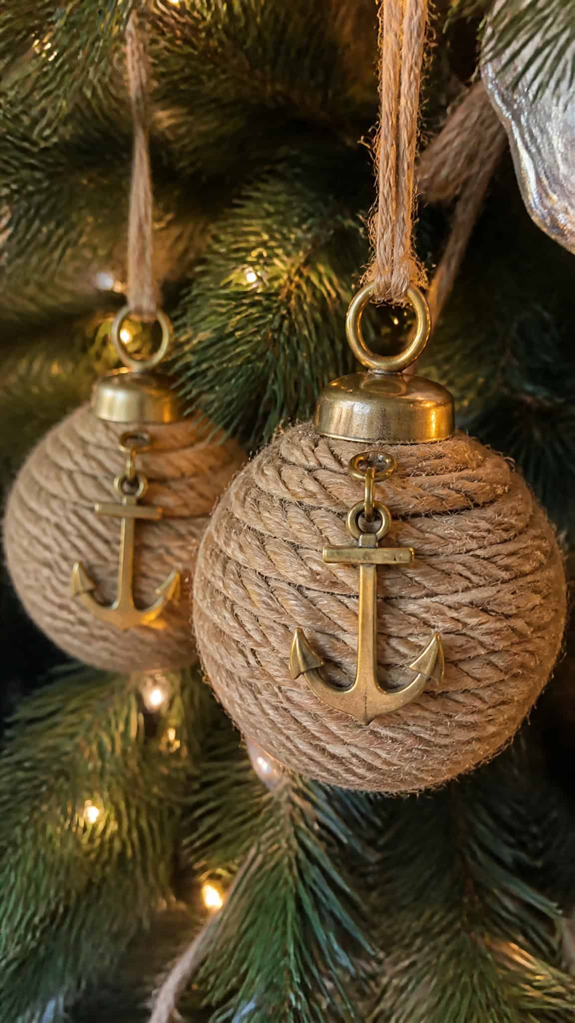 Rope-Wrapped Ornaments with Anchor Charms