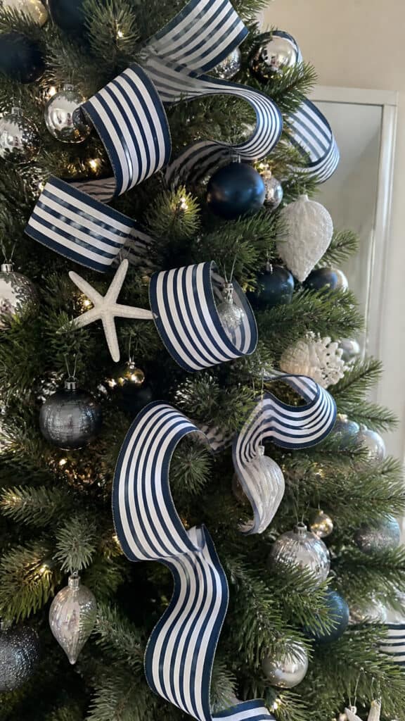 Striped Ribbon in Navy and White