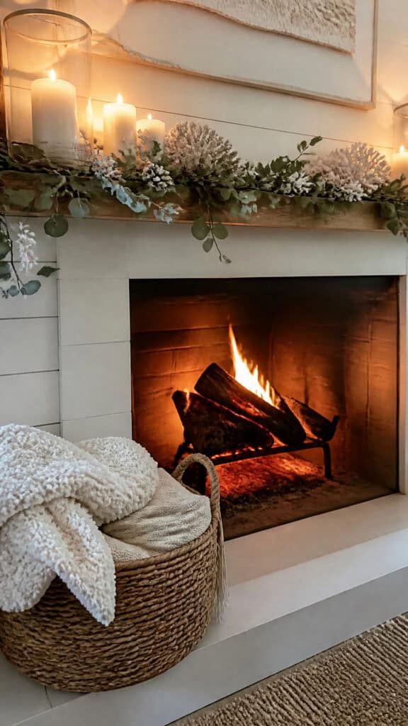 Add Warmth with a Cozy Fireplace Display